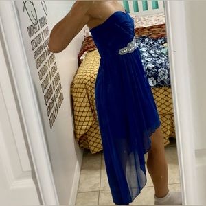 Beautiful royal blue strapless high low dress